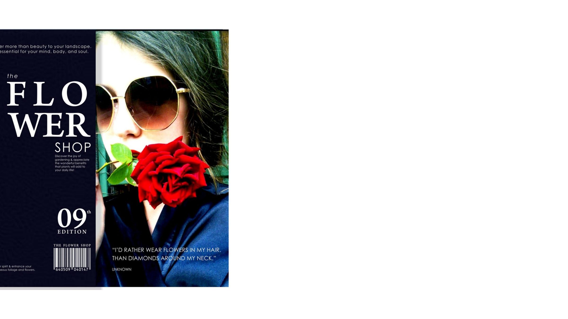 The Flower Shop magazine cover and back cover side by side.